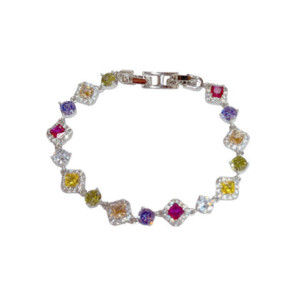 Light Luxury Fashionable All-Match Micro-Set Colorful Zircon Bracelet