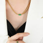 Retro Inlaid Zircon Double-Layer Chunky Chain Necklace Set For Women