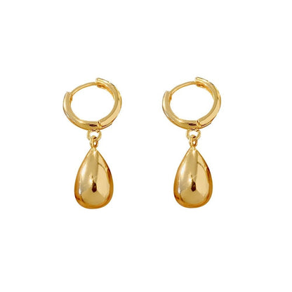 18K Gold-Plated Matte Brushed Waterdrop Earrings For Women