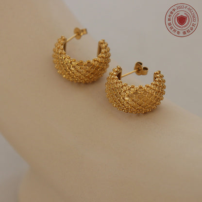 French-style C-shaped Cross Diamond-pattern New Summer Earrings