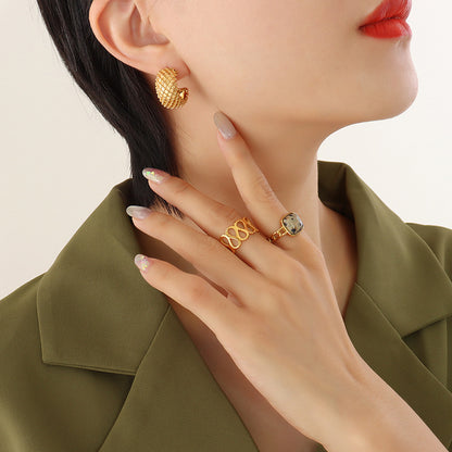 French-style C-shaped Cross Diamond-pattern New Summer Earrings