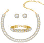 Diamond-Encrusted Sparkling Fashionable Office Lady Full-Covered Diamond Light-Luxury Necklace Set