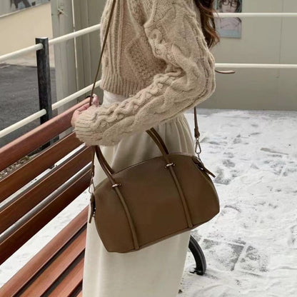 Elegant Lychee-Grain Bowling Bag For Women Retro And Versatile