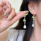 New Chinese-style Bamboo Leaf Pearl Earrings Women's Vintage