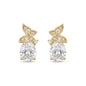925 Sterling Silver Sparkling Pear-Shaped Cubic Zirconia Stud Earrings with Elegant Floral Accents