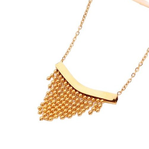 Elegant Womens Titanium Steel Pendant Tassel Necklace