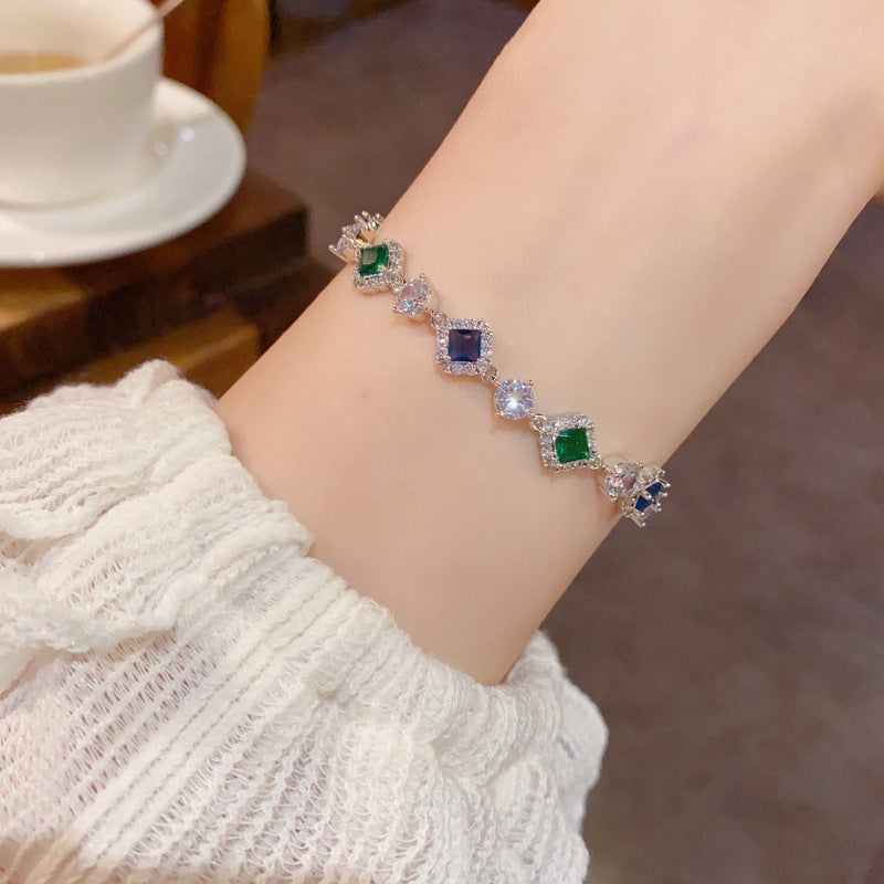 Light Luxury Fashionable All-Match Micro-Set Colorful Zircon Bracelet