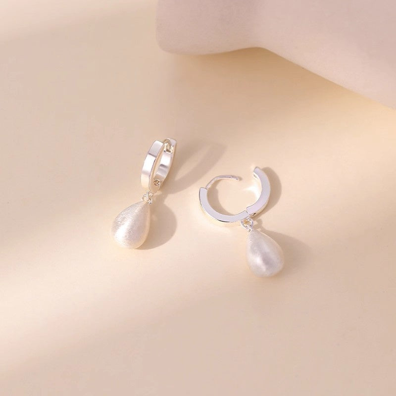 18K Gold-Plated Matte Brushed Waterdrop Earrings For Women