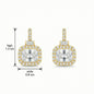 925 Sterling Silver Elegant Radiant-Cut Crystal Halo Drop Earrings with Baguette Accents and Pavé Detailing