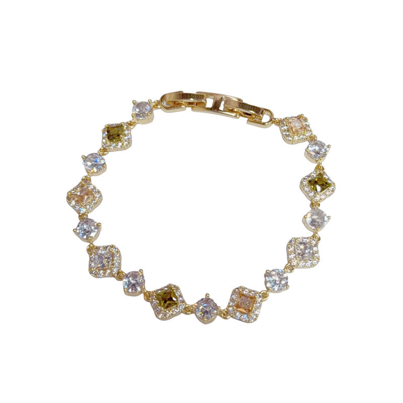 Light Luxury Fashionable All-Match Micro-Set Colorful Zircon Bracelet