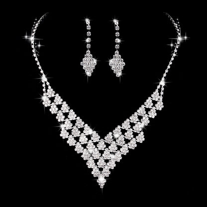 Diamond-shaped Jewelry Necklace Bracelet Earrings For Women